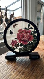 Handgeborduurde Suzhou zijde kunstwerk - Pioenrozen, Ophalen of Verzenden