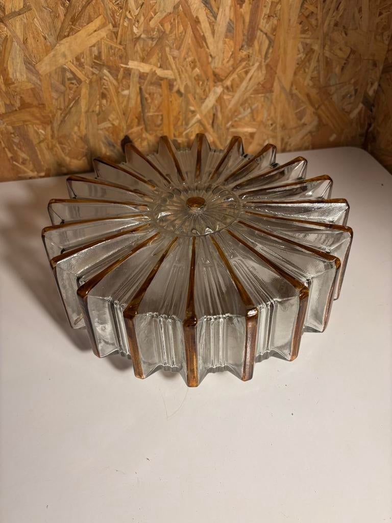 Vintage grote plafondlamp - vermoedlijk Glashütte Limburg, Huis en Inrichting, Lampen | Plafondlampen, Ophalen of Verzenden, Glas