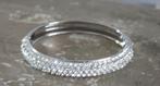 zilverkleurige klemarmband met steentjes, Ophalen of Verzenden, Gebruikt, Zilver, Zilver
