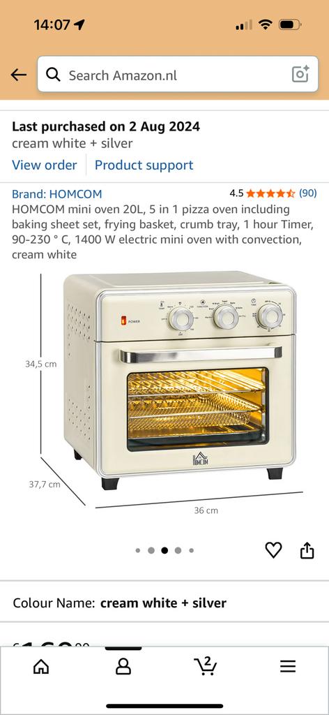 Mini oven with airfry function, Ophalen, Zo goed als nieuw, Vrijstaand, Minder dan 45 cm