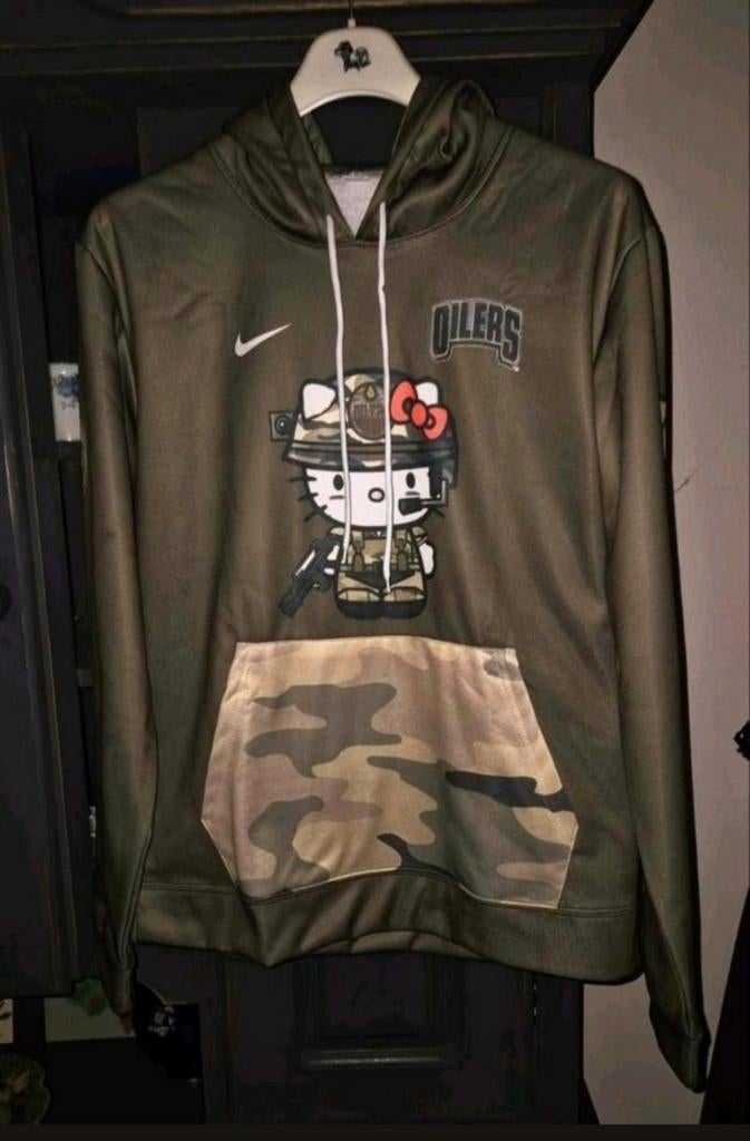 Hello Kitty Edmonton Oilers NHL Veterans Day hoodie maat M, Ophalen of Verzenden, Nieuw, Maat 48/50 (M), Groen
