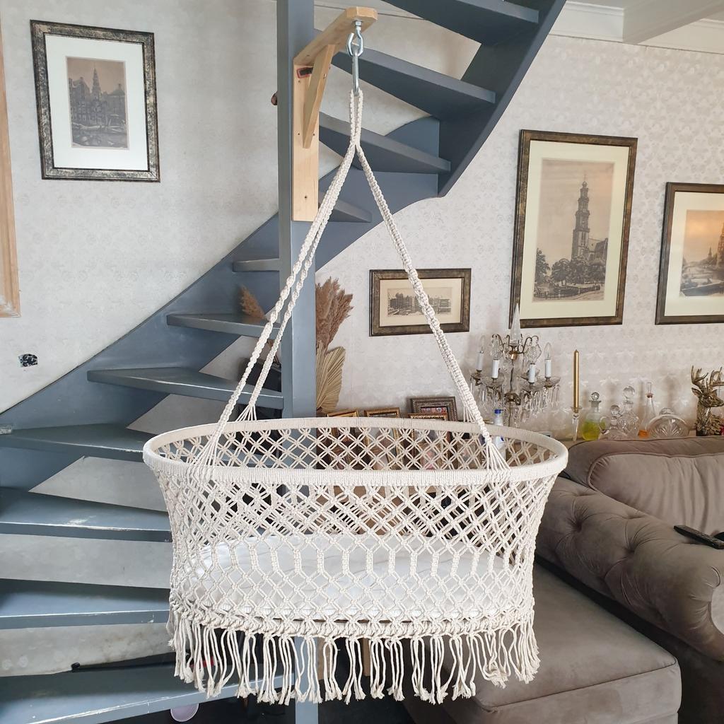 Macrame hangwiegje babybedje, Ophalen, Zo goed als nieuw, Minder dan 140 cm, Minder dan 70 cm