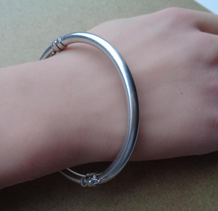 zilveren slavenarmband met veerscharnier [874], Sieraden, Tassen en Uiterlijk, Armbanden, Zo goed als nieuw, Zilver, Zilver, Ophalen of Verzenden