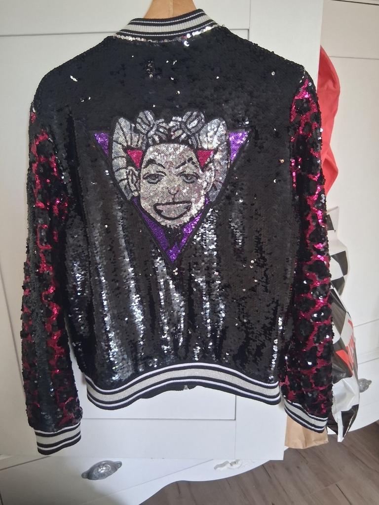 Opvallend pailletten bomberjack met unieke print, Kleding | Dames, Jassen | Zomer, Ophalen of Verzenden, Nieuw, Maat 42/44 (L)