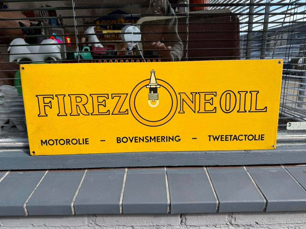 Vintage Firezone Oil Reclamebord - Motorolie, Ophalen
