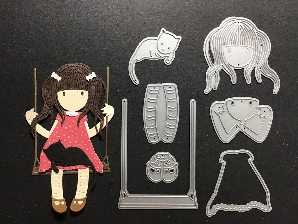 Snijmal meisje op schommel, Ophalen of Verzenden, Zo goed als nieuw, Overige thema's, Pons of Mal