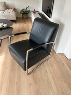 Zwart leren fauteuil Montel, Ophalen, Zo goed als nieuw, 50 tot 75 cm, Leer