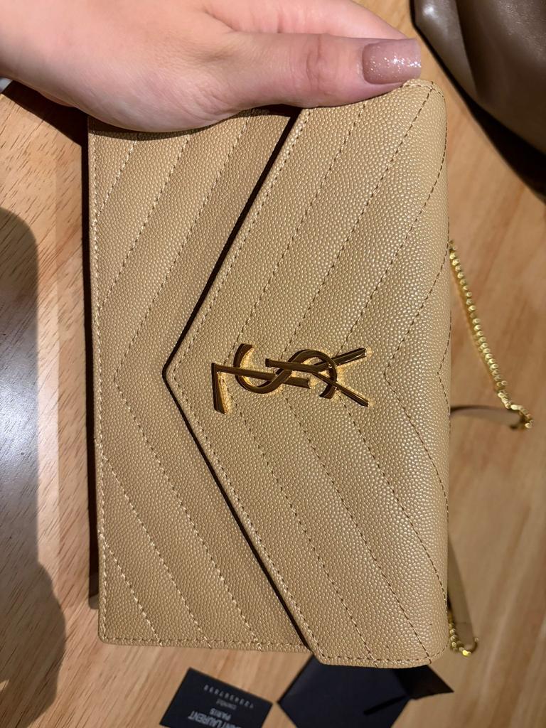 Yves Saint Laurent tas, Verzenden, Zo goed als nieuw, Beige, Schoudertasje