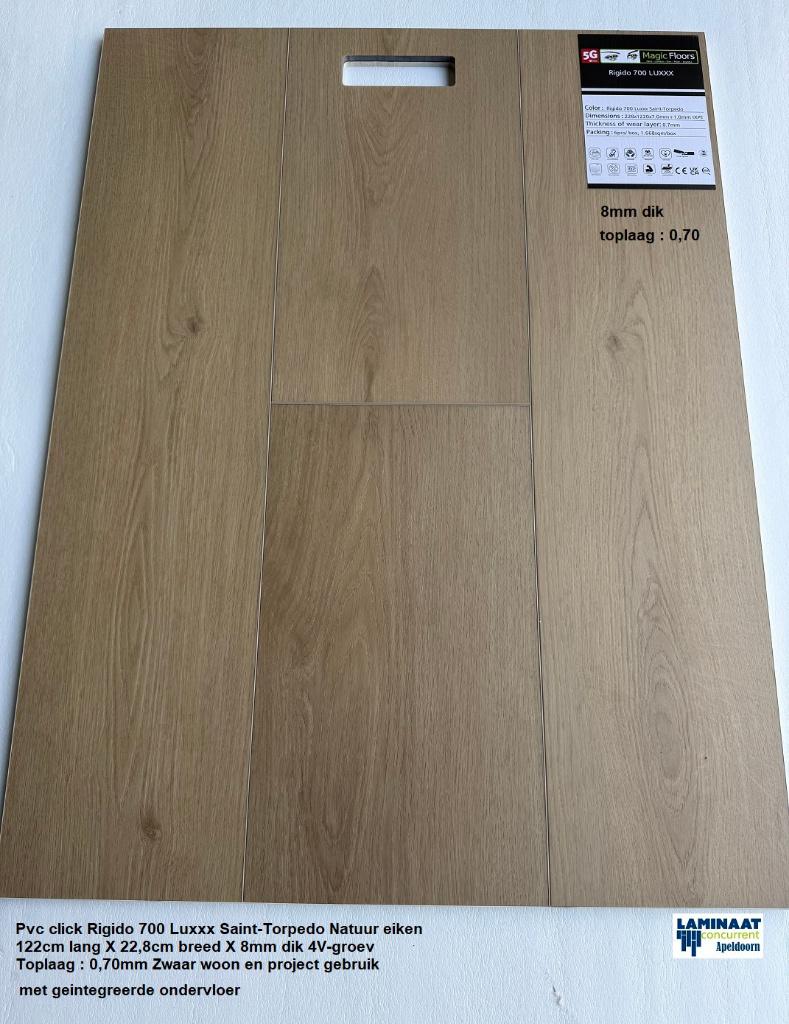 8mm dik Pvc click Saint- Torpedo toplaag 0,70 met ondervloer, Huis en Inrichting, 8mm dik Pvc click met integreerde ondervloer toplaag 0,70
