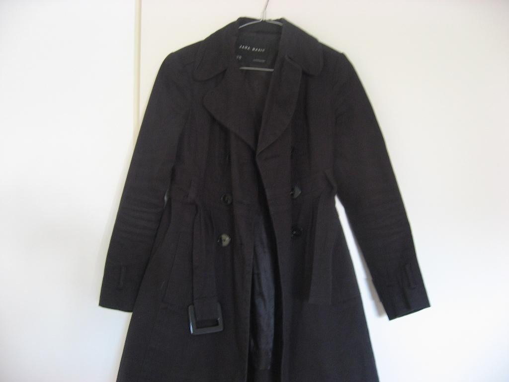 mooie zwarte Zara Basic trenchcoat, mt S, Kleding | Dames, Jassen | Zomer, Verzenden, Maat 36 (S), Gedragen, Zara