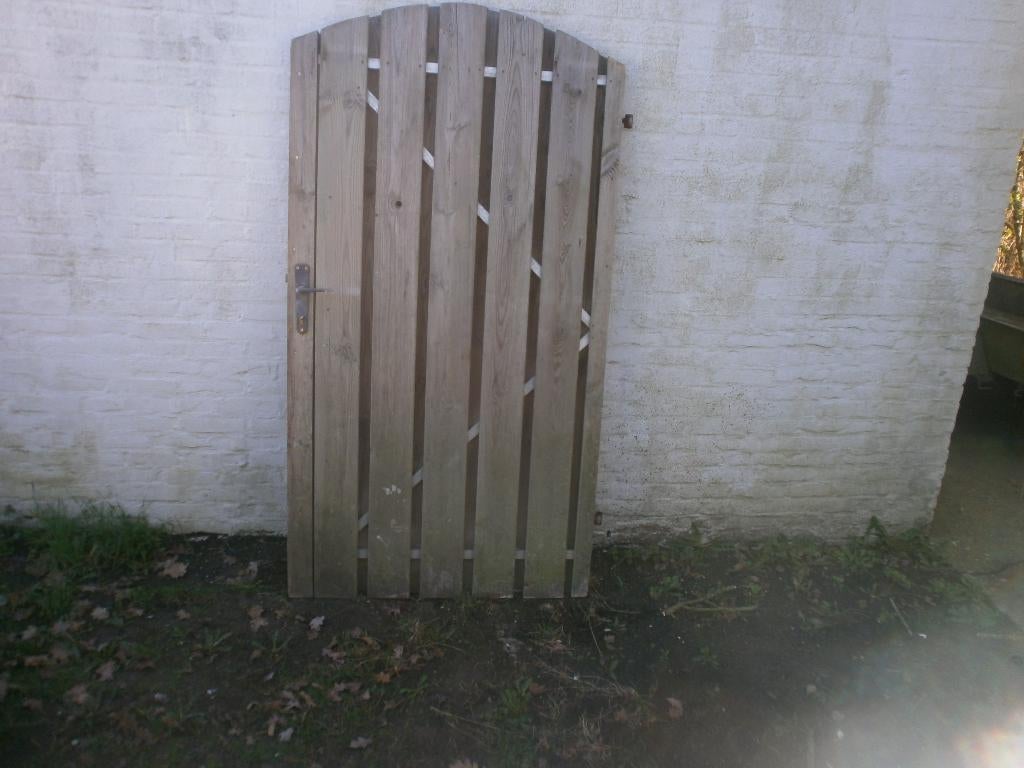 Tuindeur met metalen frame, Tuin en Terras, Ophalen, Gebruikt, 100 tot 150 cm, Draaipoort