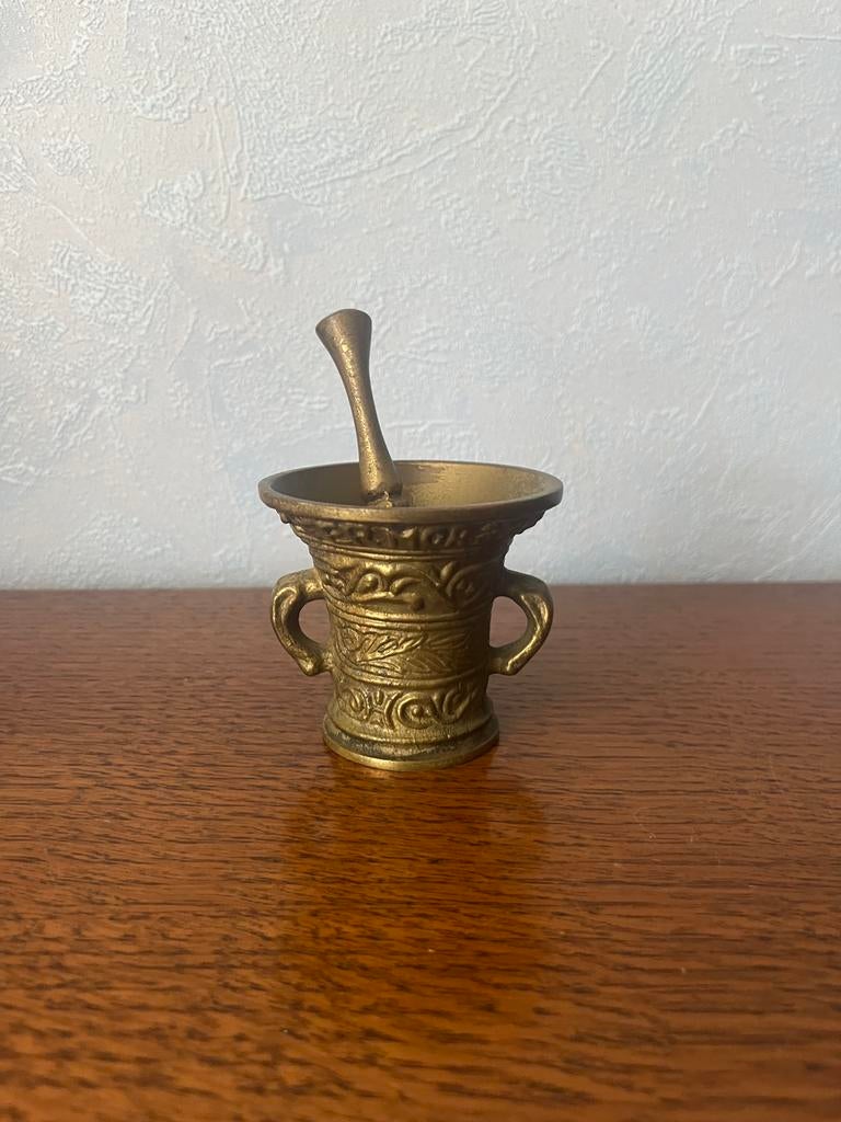 Antieke bronzen vijzel met stamper, Antiek en Kunst, Antiek | Koper en Brons, Ophalen of Verzenden