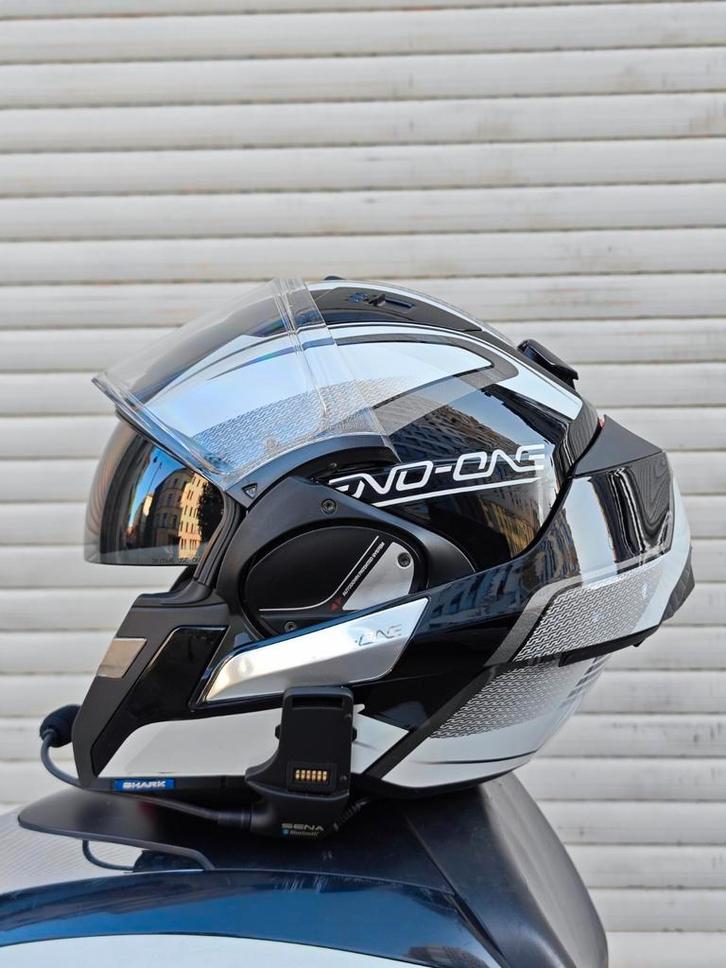 Shark Evo-One Systeemhelm - Topstaat!, Motoren, Kleding | Motorhelmen, Dames, Heren, Systeemhelm, M, Shark, Tweedehands, Ophalen of Verzenden