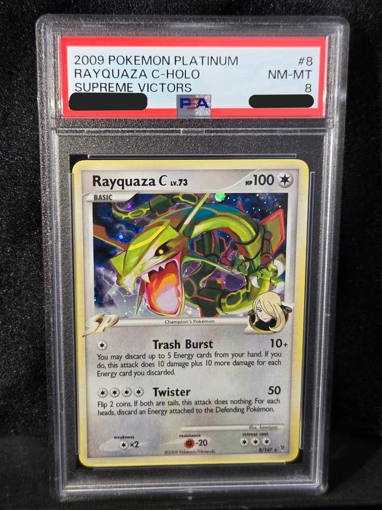 PSA 8 - Rayquaza C #8 (2009 Platinum - Supreme Victors), Ophalen of Verzenden, Zo goed als nieuw