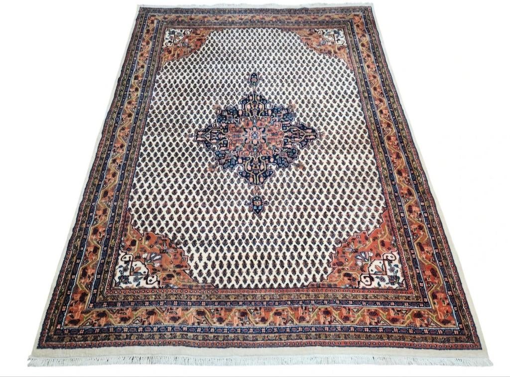 Handgeknoopt Perzisch wol Mir tapijt crème India 175x235cm, Persian Perzisch vintage oosters hype, Crème, Gebruikt, HYPE POP-UP