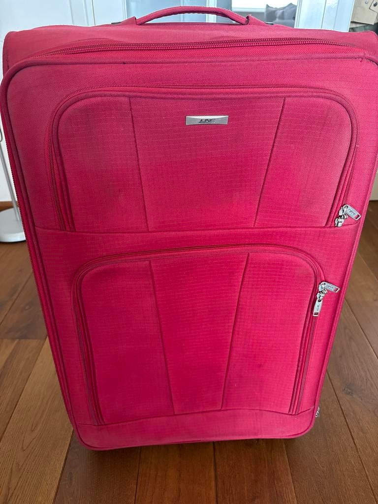 Rode koffer met beschadigd handvat, 40 tot 60 cm, Gebruikt, 20 tot 30 cm, Ophalen of Verzenden