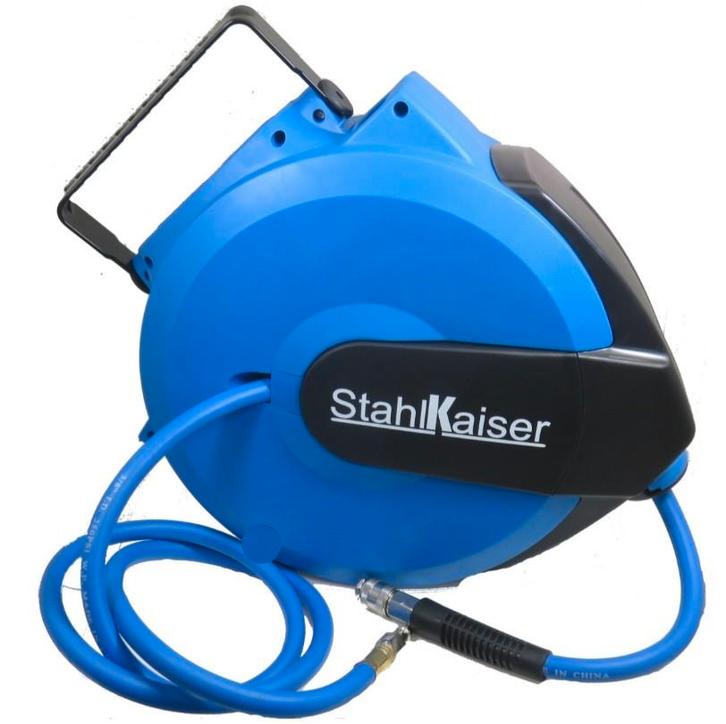 Stahlkaiser Autom. luchtslang Haspel 15 mtr Snelkoppeling, Auto diversen, Autogereedschap, Nieuw, Ophalen of Verzenden