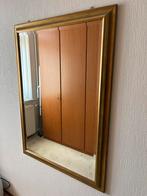 Spiegel met goudkleurige rand ong. 55 bij 50, Ophalen, Zo goed als nieuw, Minder dan 100 cm, Rechthoekig