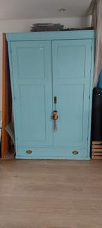 Antieke grenen kast met 2 deuren en 1 lade - 115x50 cm, Antiek en Kunst, Antiek | Meubels | Kasten, Ophalen