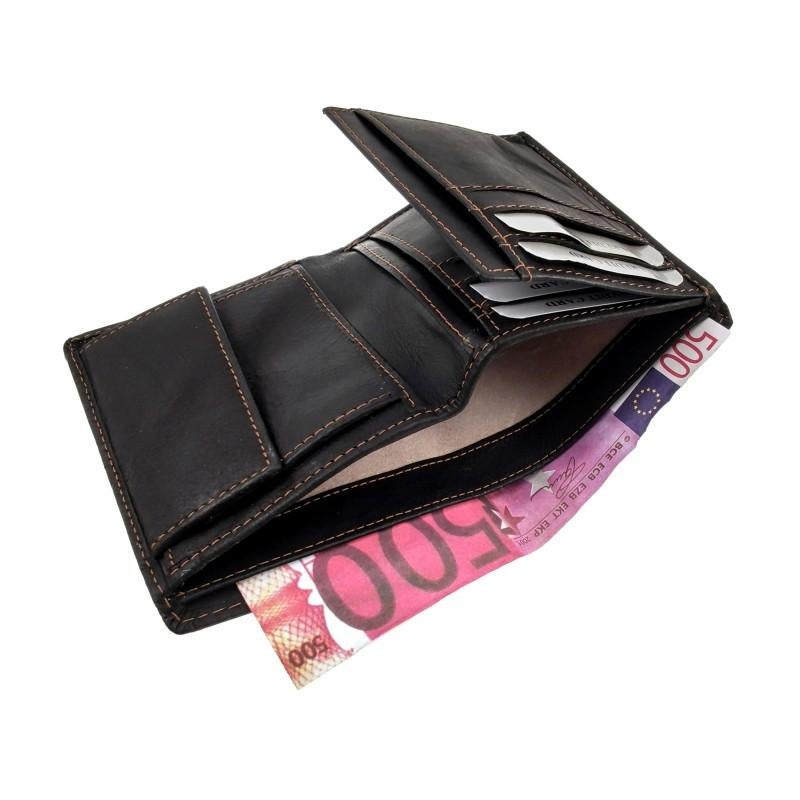 Unisex Portemonnee Muntvak RFID-Bescherming Buffelleer Zwart, Birgitta-Gracht 33, 6465 EL Kerkrade, Nederland, Verzenden, Zwart
