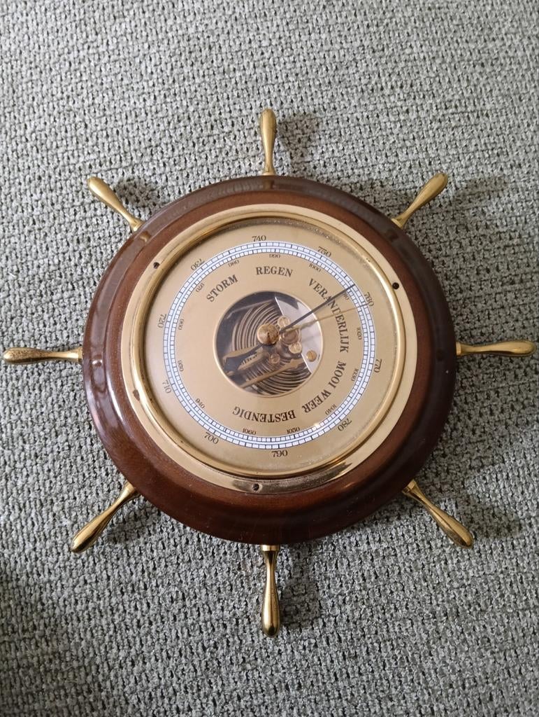 Antieke Barometer in Stuurwiel Vorm - Nautische Decoratie, Ophalen, Gebruikt, Barometer