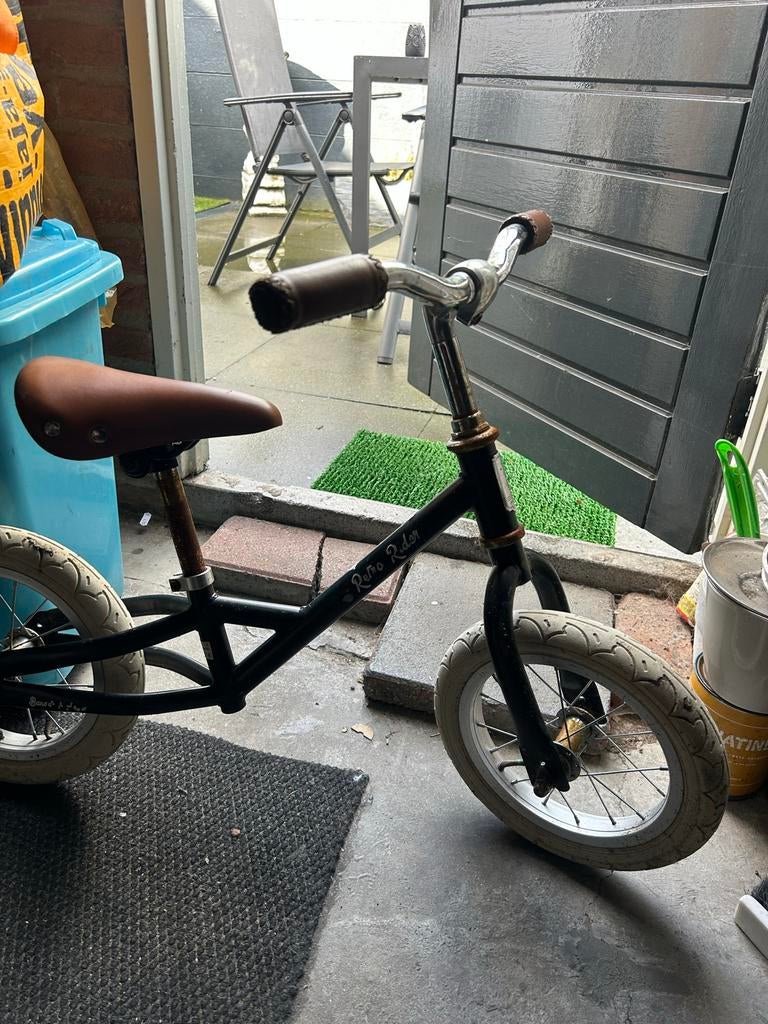 Retro Rider loopfiets - Zwart met bruin zadel, Ophalen of Verzenden, Gebruikt