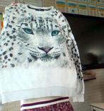 leuke sneeuw panter trui, Kinderen en Baby's, Kinderkleding | Maat 134, Ophalen, Gebruikt, C&A, Meisje