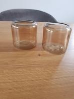 2 waxinelichthouders, Huis en Inrichting, Woonaccessoires | Kandelaars en Kaarsen, Overige materialen, Bruin, Ophalen of Verzenden