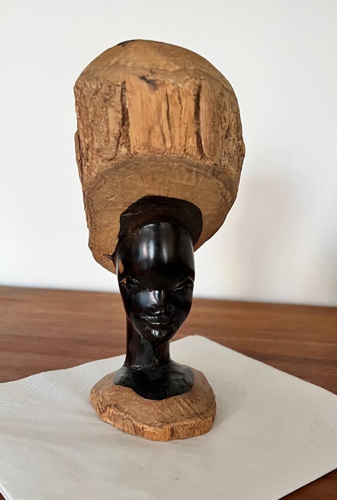 Afrikaanse-Tanzaniaanse mannelijke hoofd, Minder dan 20 cm, Ophalen of Verzenden, Handgemaakt, Beeld