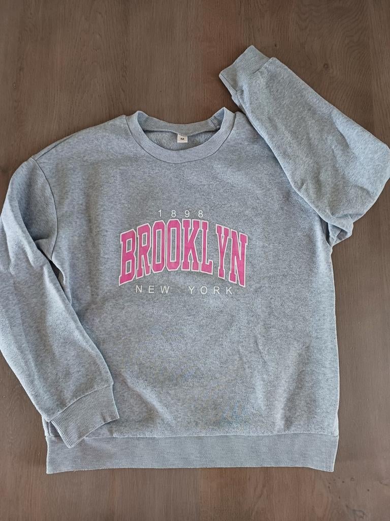 Grijze trui met roze letters, maat M, Maat 38/40 (M), Ophalen of Verzenden, Lange mouw, Grijs