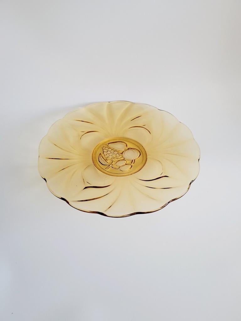 Izgs grote vintage serveer schaal gekleurd glas brocante, Ophalen of Verzenden