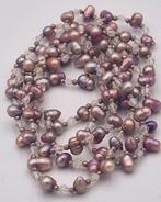 Lange parelketting,  zoetwaterpareltjes, Sieraden, Tassen en Uiterlijk, Ophalen of Verzenden, Zo goed als nieuw, Wit, Overige materialen