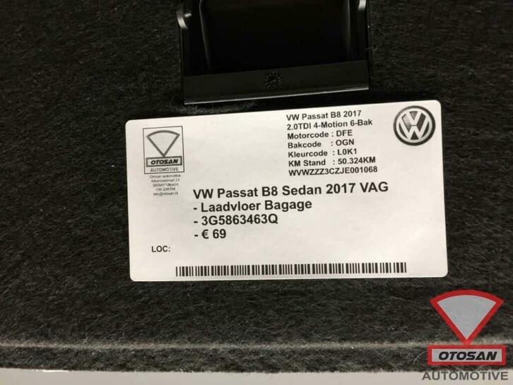 vw passat b8 2017 sedan laadvloer bagage mat 3g5863463q, Gebruikt, Volkswagen, Volkswagen AG, Berliner Ring 2
38440  Wolfsburg, DE