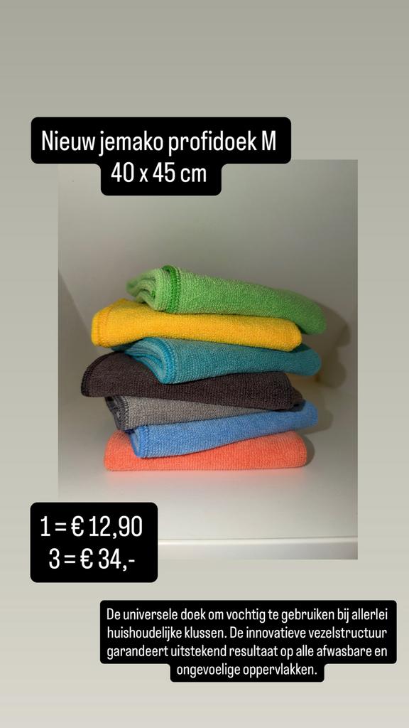 Nieuwe Jemako Profidoek M - 40x45 cm, Huis en Inrichting, Schoonmaakartikelen, Ophalen of Verzenden, Overige typen