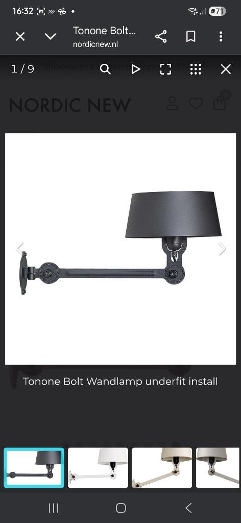 Tonone Bolt  underfit GROOT, Huis en Inrichting, Lampen | Wandlampen, Zo goed als nieuw, Metaal, Ophalen