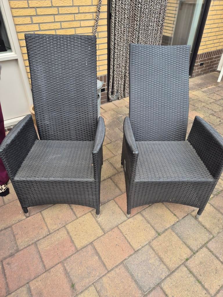 4 stuks tuinstoelen, Ophalen of Verzenden, Gebruikt, Wicker, Verstelbaar