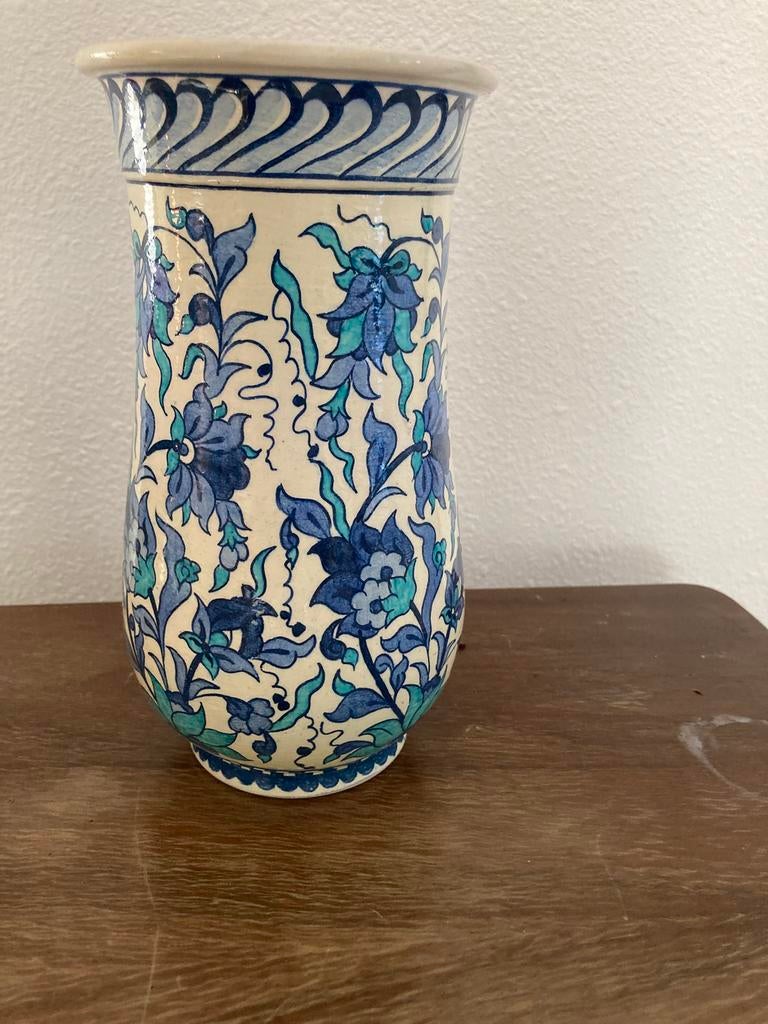 🦋🩵Prachtige vaas handgeschilderd 1984, Ophalen of Verzenden