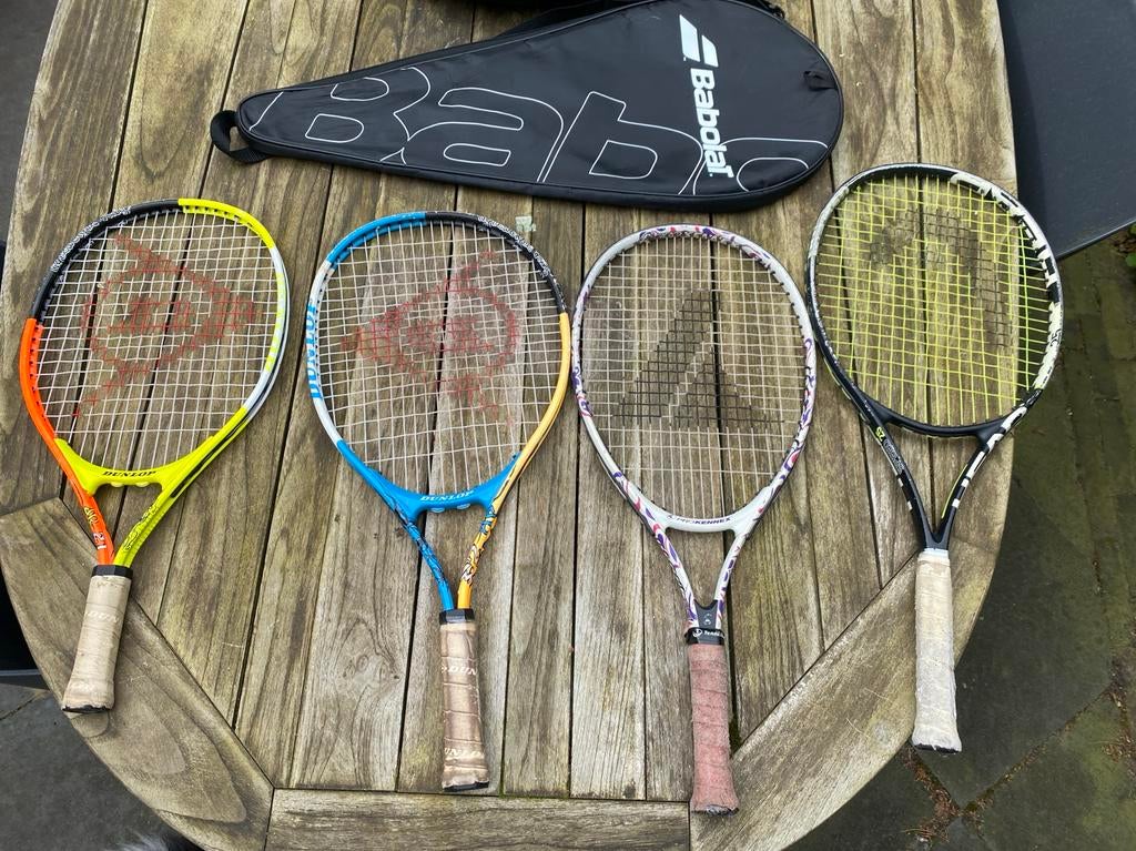 Jeugd Tennisrackets (Dunlop, Prokennex, Head) + Babolat hoes, Ophalen of Verzenden, Gebruikt, Racket, Dunlop