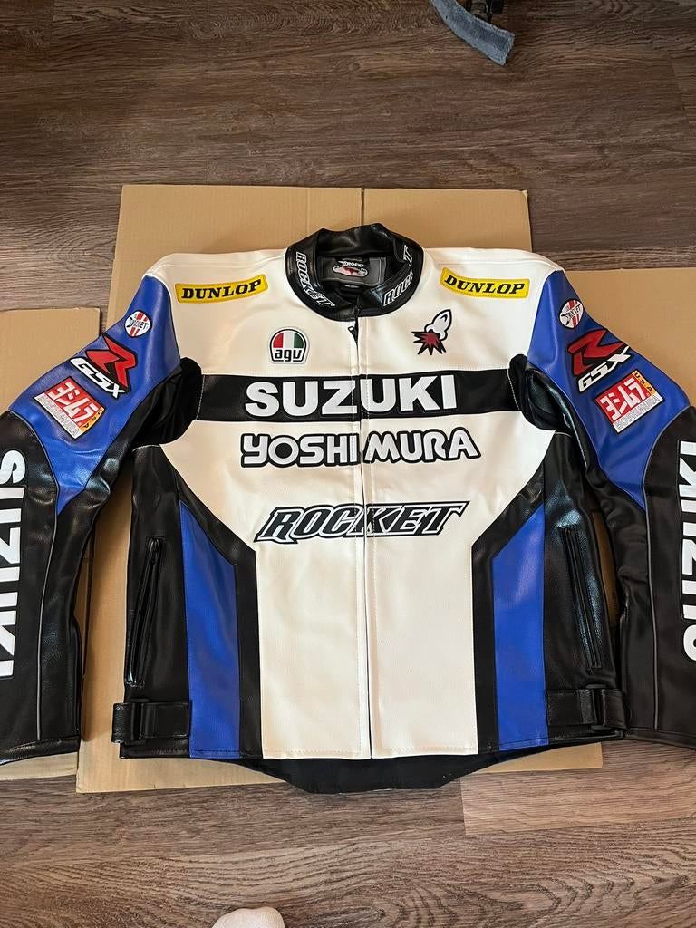 Suzuki Yoshimura Motorjas (Maat XL) Vintage blauw, Ophalen of Verzenden, Zo goed als nieuw, Maat 56/58 (XL), Blauw