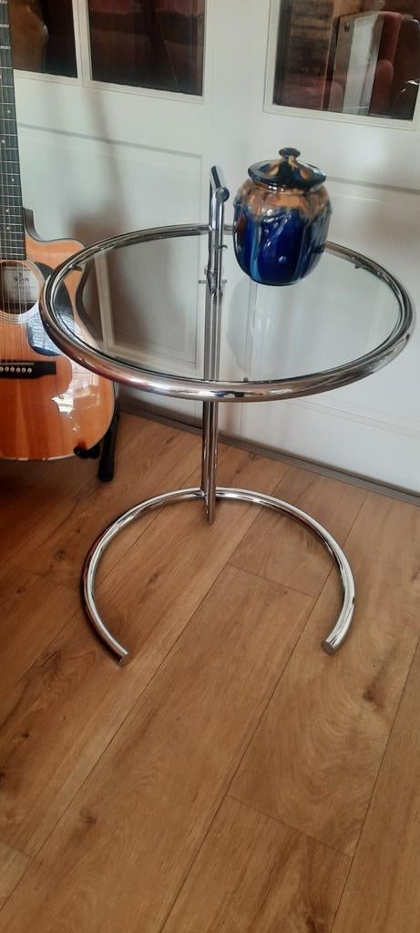 Bijzettafel, chroom / glas, Minder dan 55 cm, Rond, Ophalen, 45 tot 60 cm