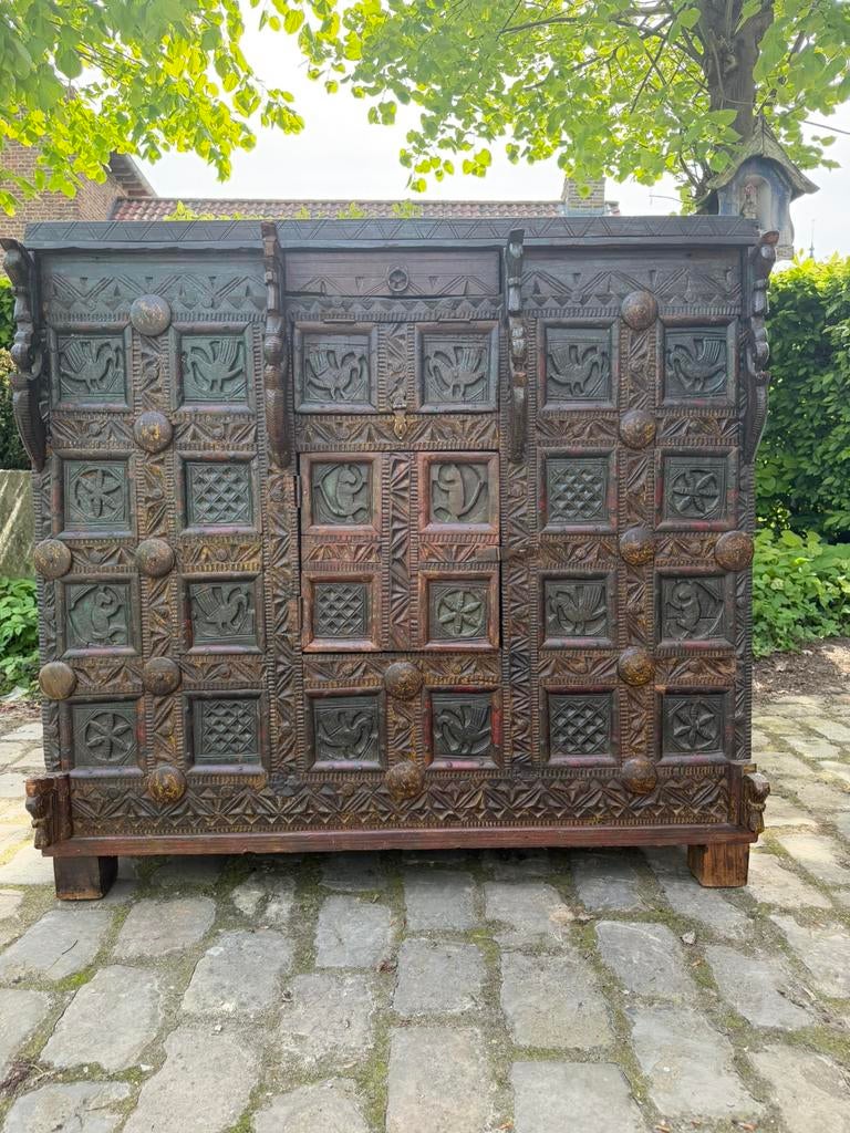 Antieke indiase Damchiya 19de eeuwse trouwkist, Ophalen of Verzenden