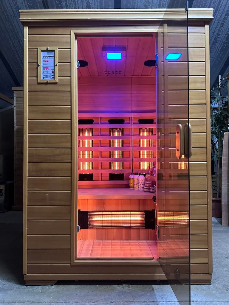 COMBI SAUNA INFRAROOD MET OPGIETKACHEL GRATIS MONTAGE! 🚚, Sport en Fitness, Sauna, ., Fins of Traditioneel, Complete sauna, Ophalen of Verzenden