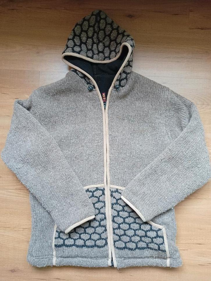 Mooi warm wollen Ixtlan heren vest uit Nepal. Maat L-XL, Kleding | Heren, Truien en Vesten, Gedragen, Maat 56/58 (XL), Grijs, Ophalen of Verzenden