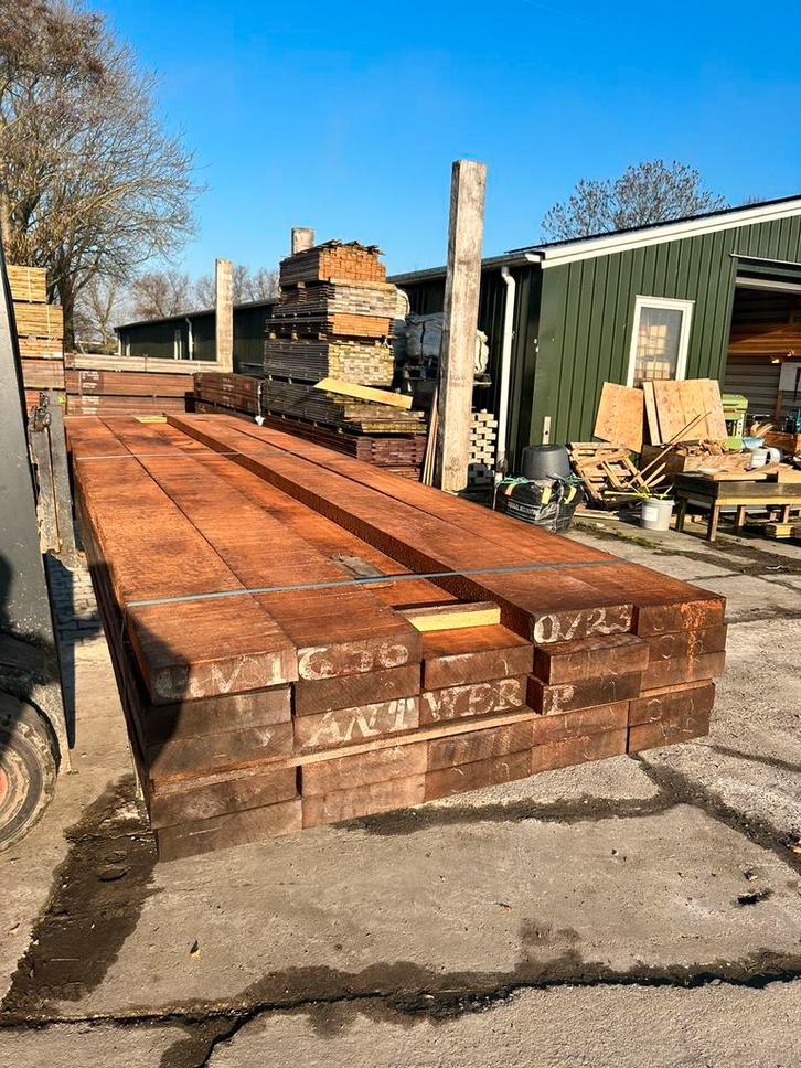 Hardhouten balken 50x100, 50x150, 50x200 mm, Tuin en Terras, Palen, Balken en Planken, Nieuw, Balken, 250 cm of meer, Hardhout