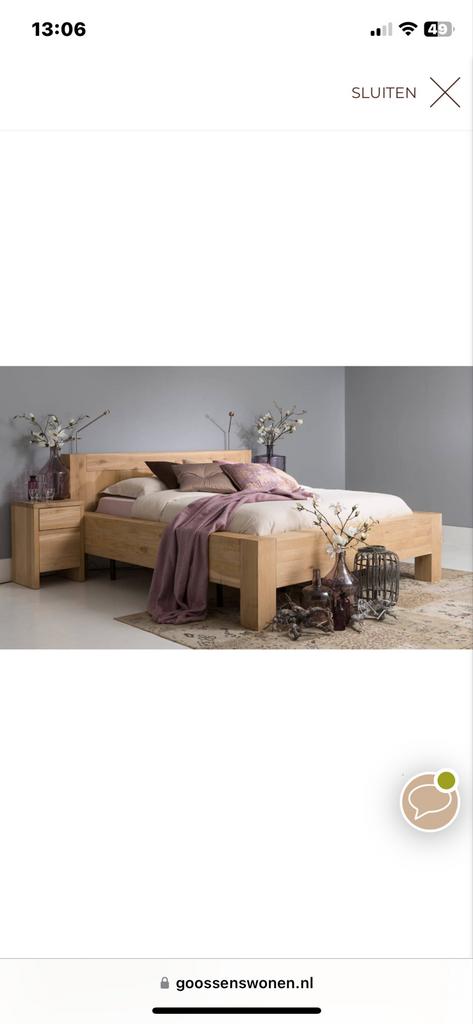 Goossens eikenhouten bedombouw 180x210, Huis en Inrichting, Slaapkamer | Bedden, Ophalen, Gebruikt, 210 cm, Tweepersoons