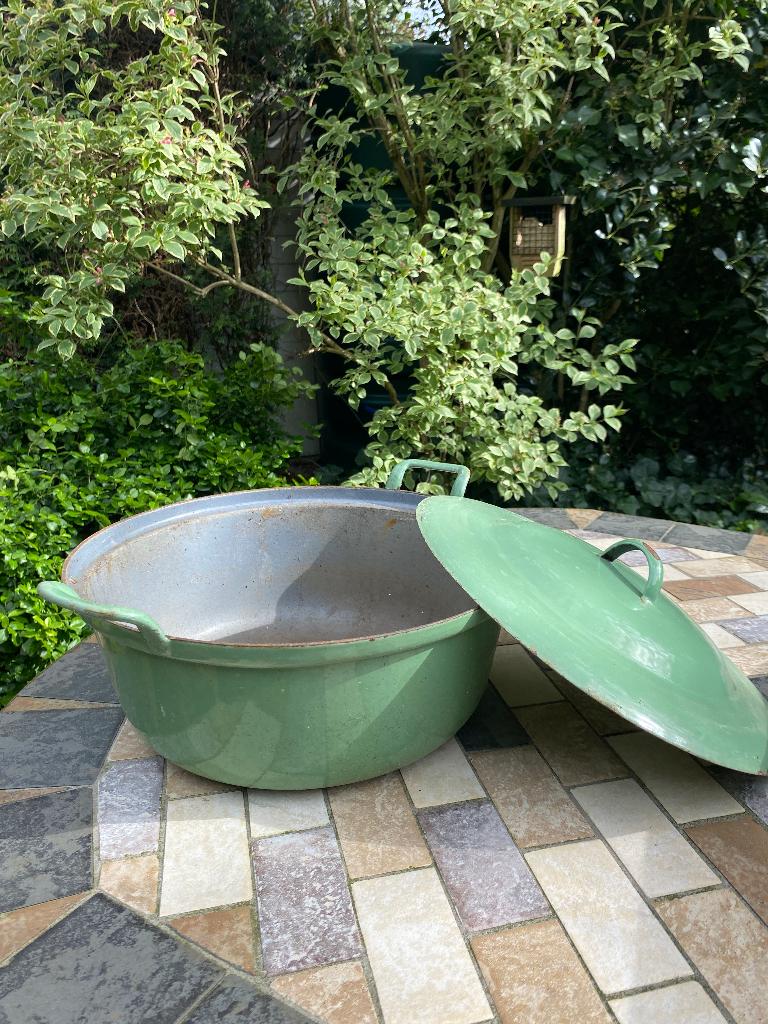 groen emaille pan, Antiek en Kunst, Antiek | Emaille, Ophalen
