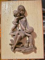 Vintage 3D Muurreliëf Moeder met Kinderen - Mid-Century Mode, Ophalen of Verzenden