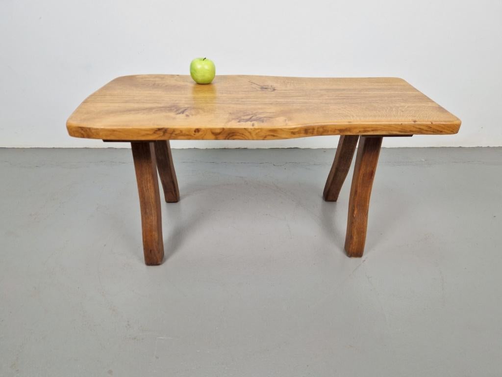 brutalist boomstam bank bijzettafel side table eiken 1960, Ophalen of Verzenden