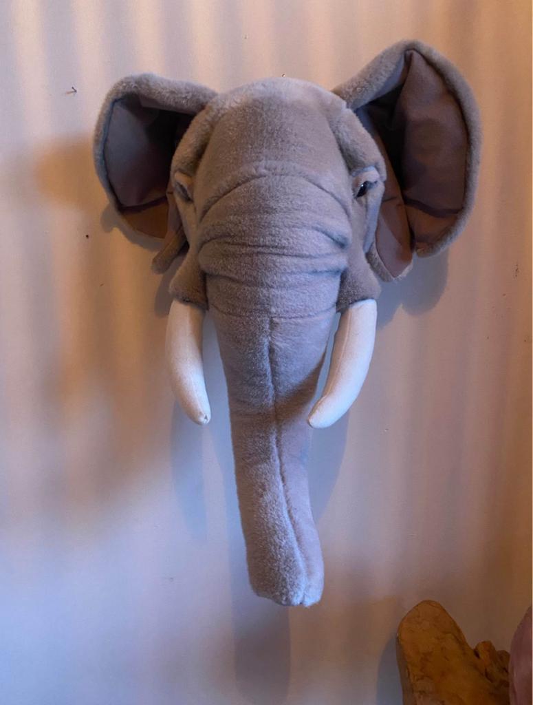 Zachte olifanten dierenkop voor kinderkamer, Ophalen, Zo goed als nieuw, Wanddecoratie