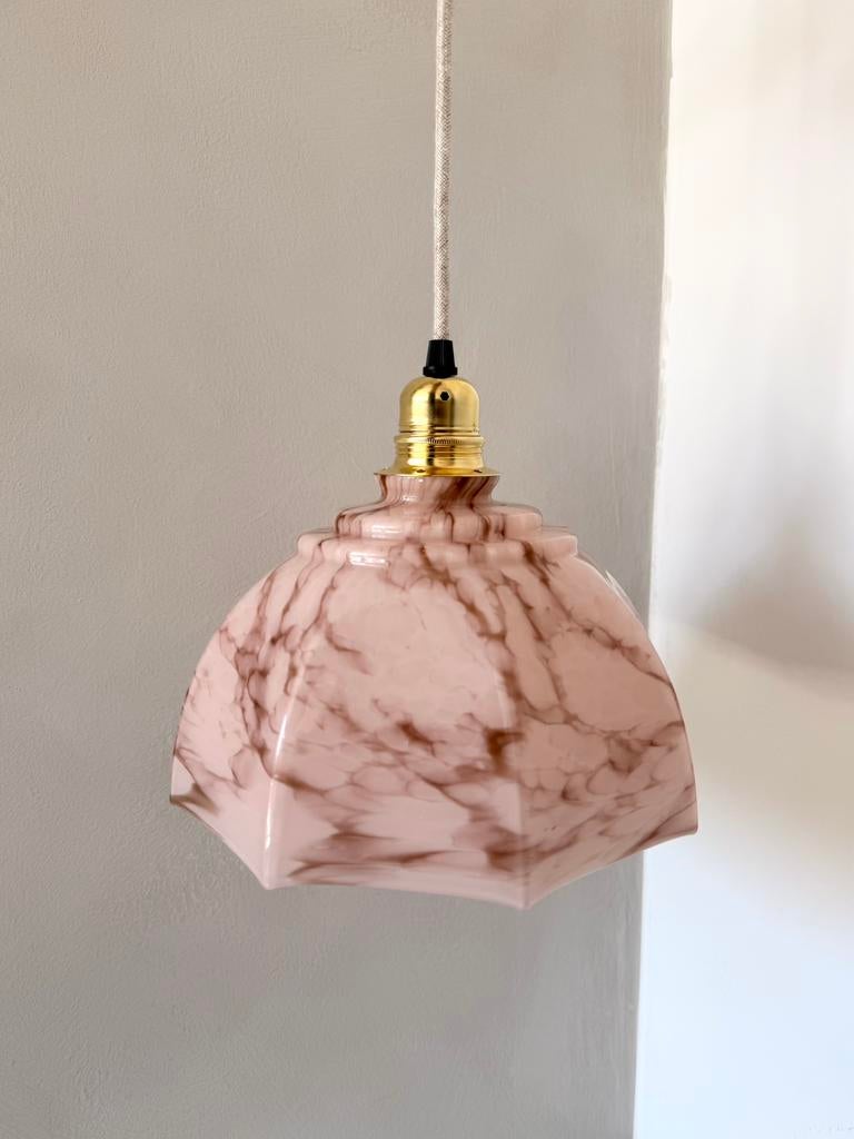 Vintage gemarmerde hanglamp, Antiek en Kunst, Ophalen of Verzenden